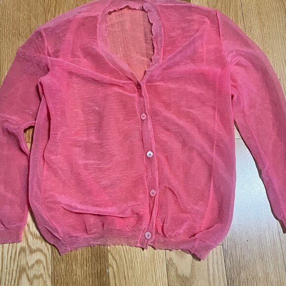 MIU MIU Sheer Mesh Cardigan/Top in Bubblegum Pink Size (44) 8 - Picture 7 of 7